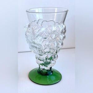 VTG Hand Blown/Molded Grape Bunch~Green Pedestal Foot Cocktail Glass~6 Available